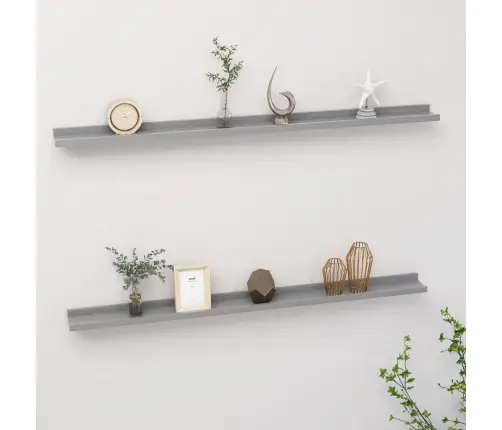 Sienas Plaukti, 2 Gab., Pelēki, 115X9X3 Cm Vidaxl