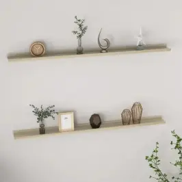 Sienas Plaukti, 2 Gab., Ozolkoka Krāsa, 115X9X3 Cm Vidaxl