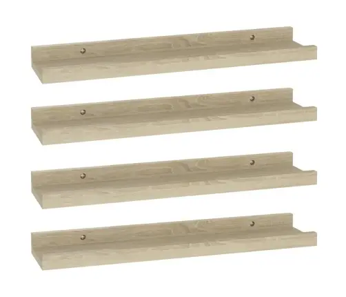 Sienas Plaukti, 4 Gab., Ozolkoka Krāsa, 40X9X3 Cm Vidaxl