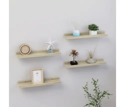 Sienas Plaukti, 4 Gab., Ozolkoka Krāsa, 40X9X3 Cm Vidaxl