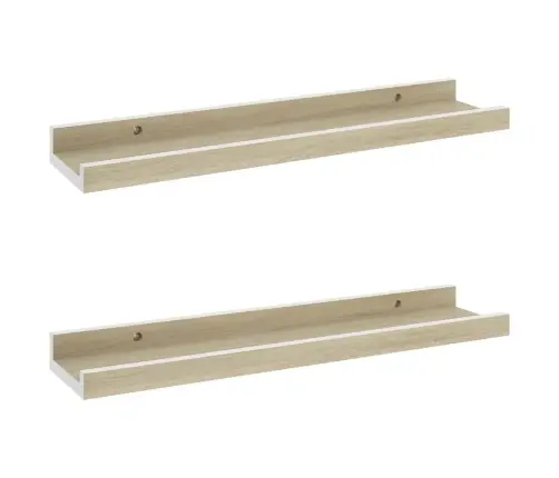 Sienas Plaukti, 2 Gab., Balta Un Ozolkoka Krāsa, 40X9X3 Cm Vidaxl