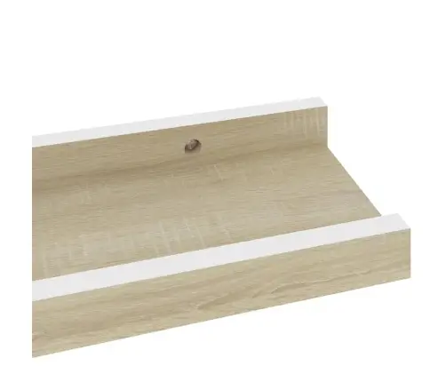 Sienas Plaukti, 2 Gab., Balta Un Ozolkoka Krāsa, 40X9X3 Cm Vidaxl