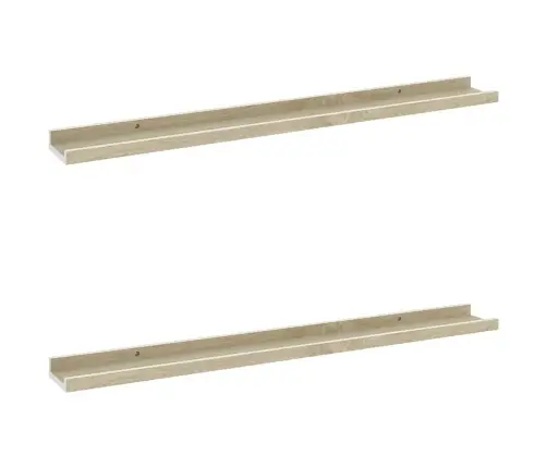 Sienas Plaukti, 2 Gab., Balta Un Ozolkoka Krāsa, 80X9X3 Cm Vidaxl