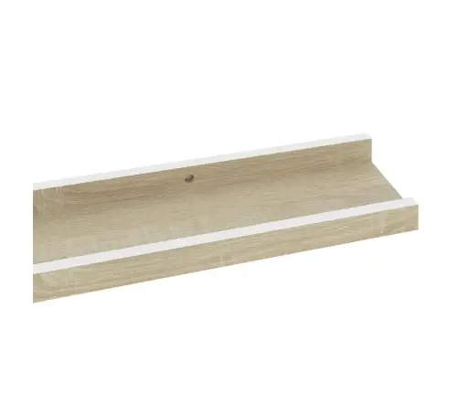 Sienas Plaukti, 2 Gab., Balta Un Ozolkoka Krāsa, 80X9X3 Cm Vidaxl