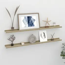 Sienas Plaukti, 2 Gab., Balta Un Ozolkoka Krāsa, 100X9X3 Cm Vidaxl