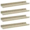Sienas Plaukti, 4 Gab., Balta Un Ozolkoka Krāsa, 40X9X3 Cm Vidaxl