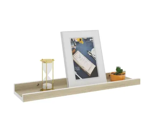 Sienas Plaukti, 4 Gab., Balta Un Ozolkoka Krāsa, 40X9X3 Cm Vidaxl