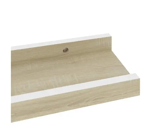 Sienas Plaukti, 4 Gab., Balta Un Ozolkoka Krāsa, 40X9X3 Cm Vidaxl