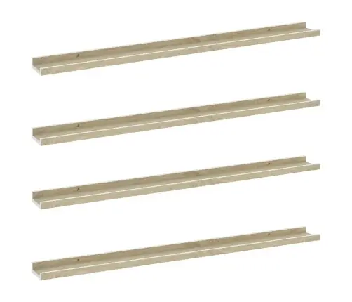 Sienas Plaukti, 4 Gab., Balta Un Ozolkoka Krāsa, 100X9X3 Cm Vidaxl