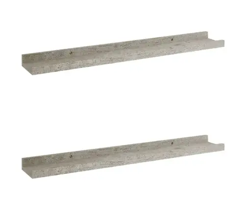 Sienas Plaukti, 2 Gab., Betona Pelēki, 60X9X3 Cm Vidaxl