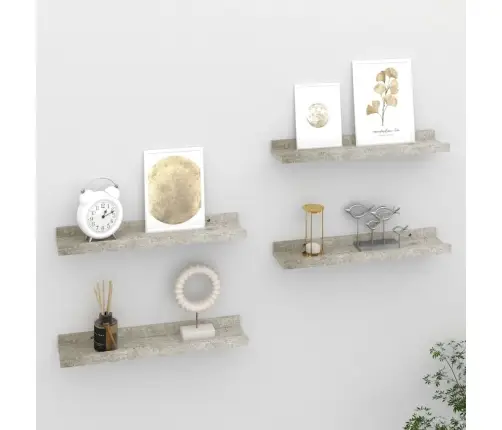 Sienas Plaukti, 4 Gab., Betona Pelēki, 40X9X3 Cm Vidaxl