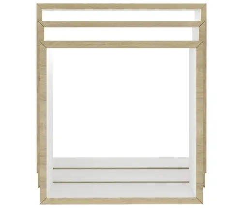 Kuba Formas Sienas Plaukti, 3 Gab., Baltā Un Ozolkoka Krāsā Vidaxl