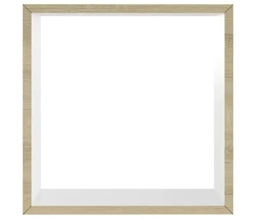 Kuba Formas Sienas Plaukti, 3 Gab., Baltā Un Ozolkoka Krāsā Vidaxl