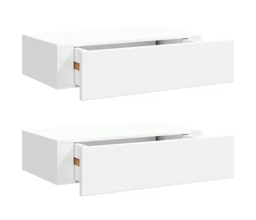 Lentynos Su Stalčiais, 2Vnt., Baltos, 40X23,5X10cm Mdf
