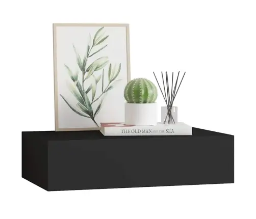 Sienas Atvilktņu Plaukts, Melns, 40X23,5X10 Cm, Mdf Vidaxl