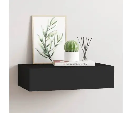 Sienas Atvilktņu Plaukts, Melns, 40X23,5X10 Cm, Mdf Vidaxl