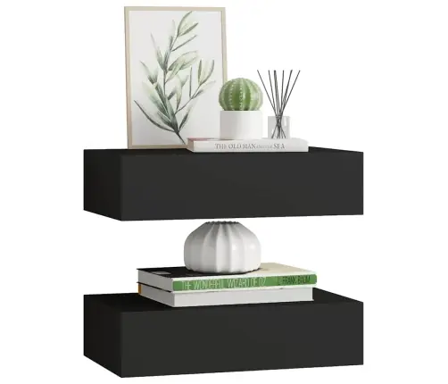 Sienas Atvilktņu Plaukti, 2 Gab., Melni, 40X23,5X10 Cm, Mdf Vidaxl