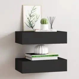 Sahtlitega Seinariiulid, 2 Tk, Must, 40X23,5X10 Cm Mdf