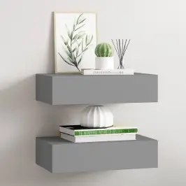 Sahtlitega Seinariiulid, 2 Tk, Hall, 40X23,5X10 Cm Mdf