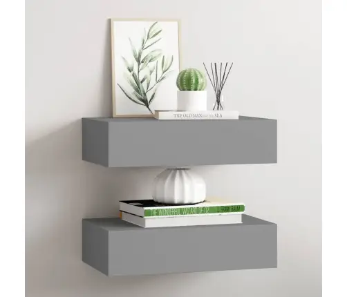 Lentynos Su Stalčiais, 2Vnt., Pilkos, 40X23,5X10cm Mdf