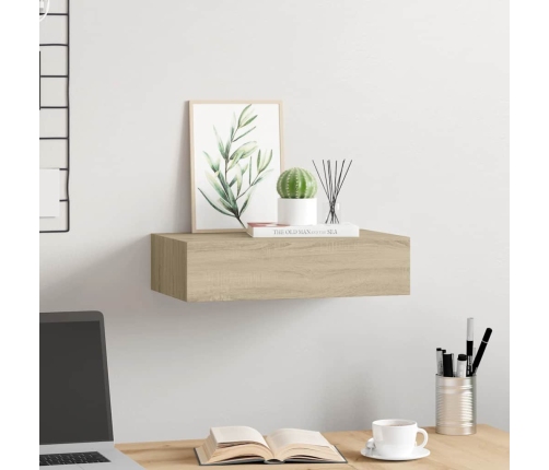 Sienas Atvilktņu Plaukts, Ozolkoka Krāsa, 40X23,5X10 Cm, Mdf Vidaxl
