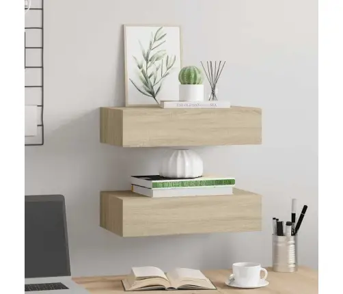 Lentynos Su Stalčiais, 2Vnt., Ąžuolo, 40X23,5X10cm Mdf