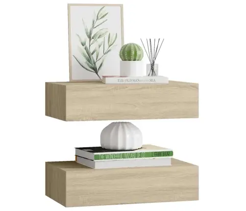 Lentynos Su Stalčiais, 2Vnt., Ąžuolo, 40X23,5X10cm Mdf