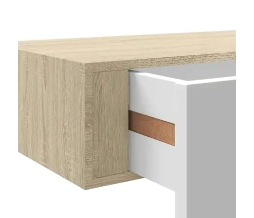 Sienas Atvilktņu Plaukti, 2 Gab., Ozola, Balti, 40X23,5X10 Cm Vidaxl