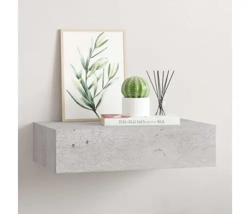 Sieninė Lentyna Su Stalčiumi, Betono Pilka, 40X23,5X10cm Mdf