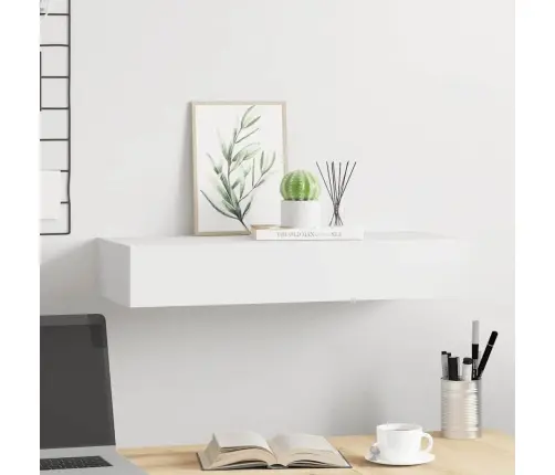 Sienas Atvilktņu Plaukts, Balts, 60X23,5X10 Cm, Mdf Vidaxl