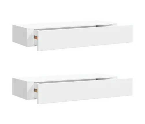 Lentynos Su Stalčiais, 2Vnt., Baltos, 60X23,5X10cm Mdf