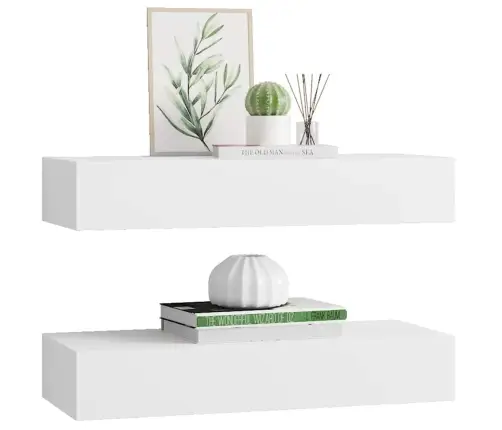 Lentynos Su Stalčiais, 2Vnt., Baltos, 60X23,5X10cm Mdf