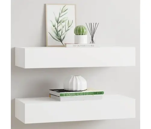 Lentynos Su Stalčiais, 2Vnt., Baltos, 60X23,5X10cm Mdf