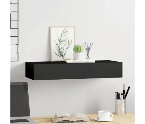 Sienas Atvilktņu Plaukts, Melns, 60X23,5X10 Cm, Mdf Vidaxl