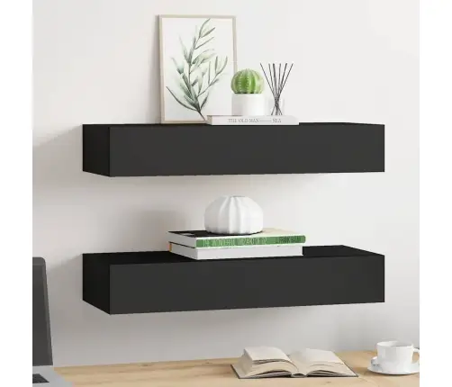 Sienas Atvilktņu Plaukti, 2 Gab., Melni, 60X23,5X10 Cm, Mdf Vidaxl Sienas Atvilktņu Plaukti, 2 Gab., Melni, 60X23,5X10 Cm, Mdf Vidaxl