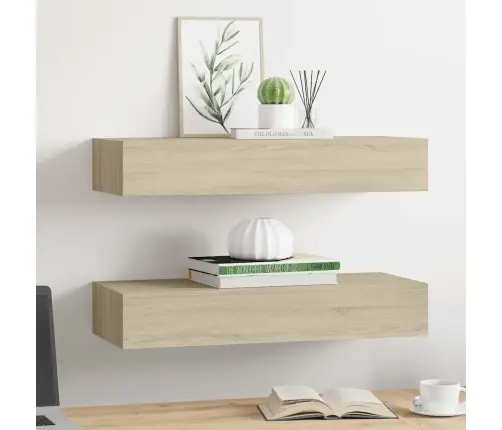 Lentynos Su Stalčiais, 2Vnt., Ąžuolo, 60X23,5X10cm Mdf