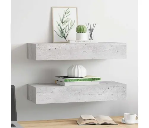 Sienas Atvilktņu Plaukti, 2 Gab., Pelēki, 60X23,5X10 Cm, Mdf Vidaxl