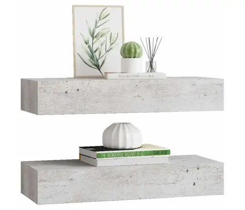 Sienas Atvilktņu Plaukti, 2 Gab., Pelēki, 60X23,5X10 Cm, Mdf Vidaxl