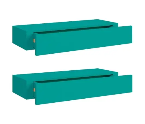 Lentynos Su Stalčiais, 2Vnt., Mėlynos, 60X23,5X10cm Mdf