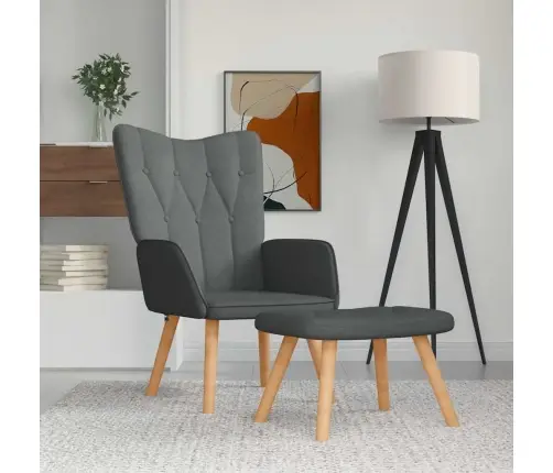 Atpūtas Krēsls Ar Kāju Balstu, Tumši Pelēks Audums Vidaxl