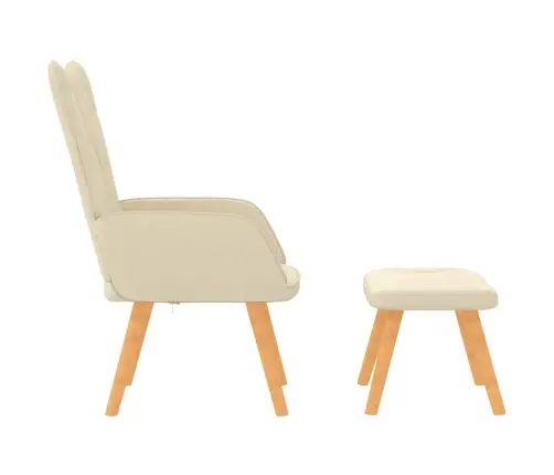 Atpūtas Krēsls Ar Kāju Balstu, Krēmkrāsas Audums Vidaxl