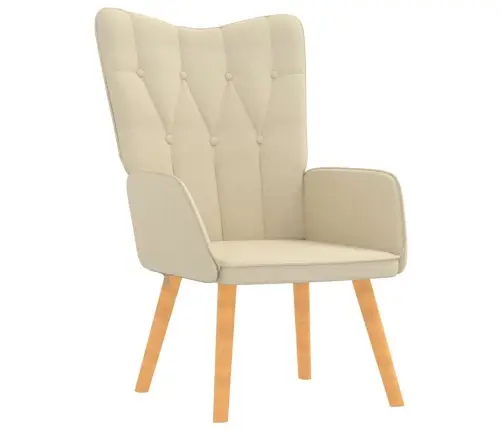 Atpūtas Krēsls Ar Kāju Balstu, Krēmkrāsas Audums Vidaxl