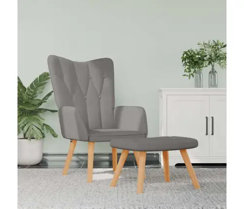 Atpūtas Krēsls Ar Kāju Balstu, Pelēkbrūns Audums Vidaxl