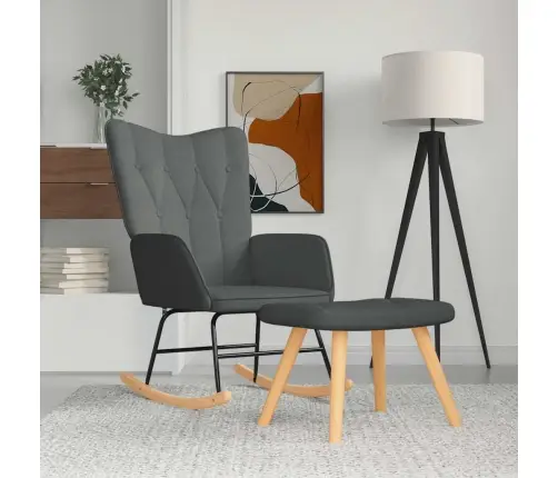 Šūpuļkrēsls Ar Kāju Balstu, Tumši Pelēks Audums Vidaxl