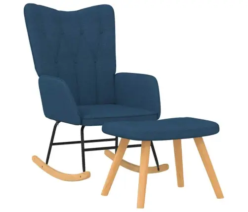 Šūpuļkrēsls Ar Kāju Balstu, Zils Audums Vidaxl