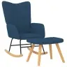 Šūpuļkrēsls Ar Kāju Balstu, Zils Audums Vidaxl