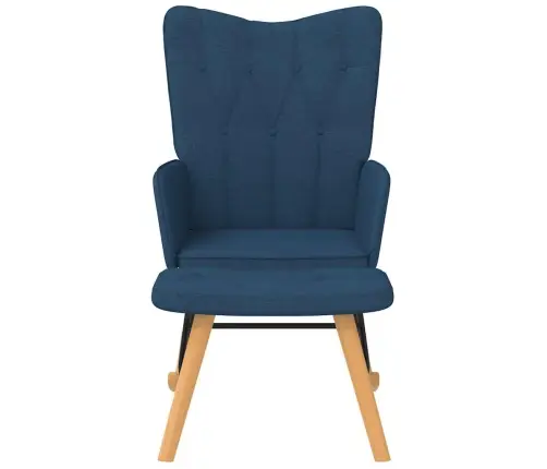 Šūpuļkrēsls Ar Kāju Balstu, Zils Audums Vidaxl