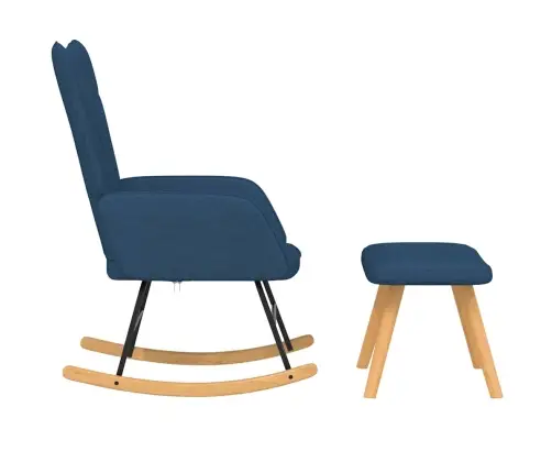 Šūpuļkrēsls Ar Kāju Balstu, Zils Audums Vidaxl