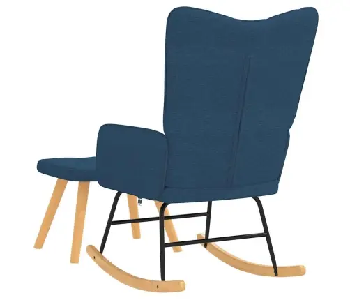 Šūpuļkrēsls Ar Kāju Balstu, Zils Audums Vidaxl