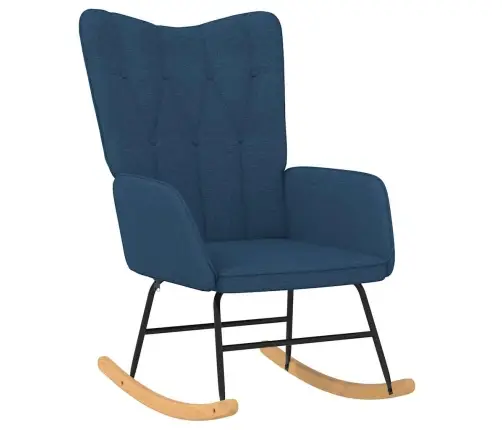 Šūpuļkrēsls Ar Kāju Balstu, Zils Audums Vidaxl